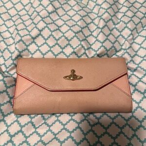 Vivienne Westwood Pink Envelope Wallet with Gold Orb Hardware